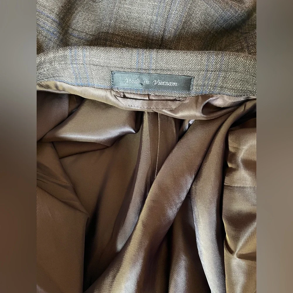 Men’s Ralph Lauren Blazer Suit Jacket Brown & Blue plaid Sports coat  Career 48L
